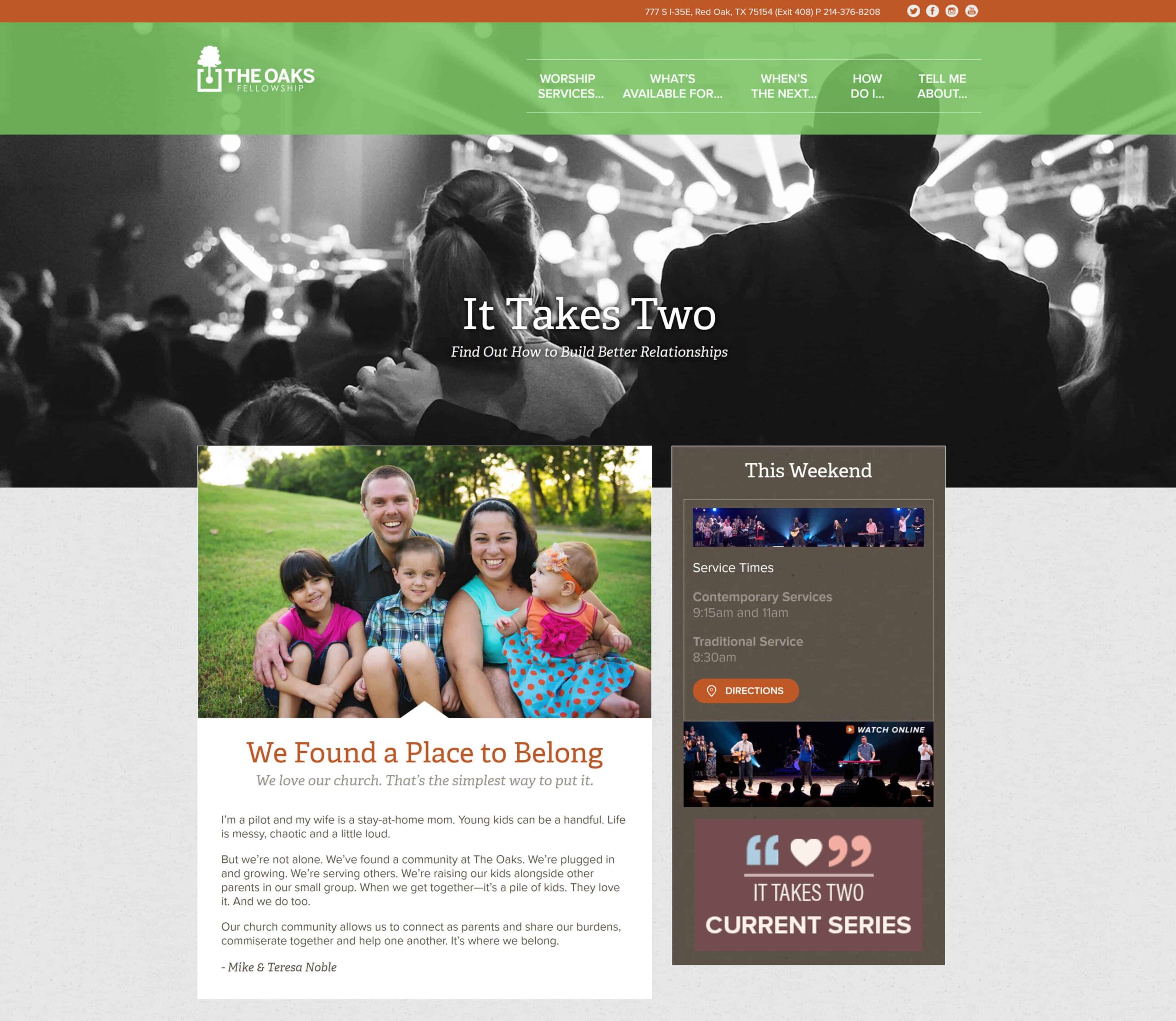 Church Website Homepage - Testimonial